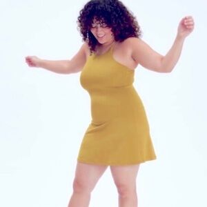 NWT Girlfriend Collective Naomi Workout Dress mustard